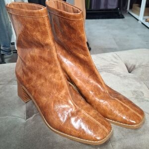 Asos Design Wide Fit Raider Ankle Bootie Tan Size 9 Womens